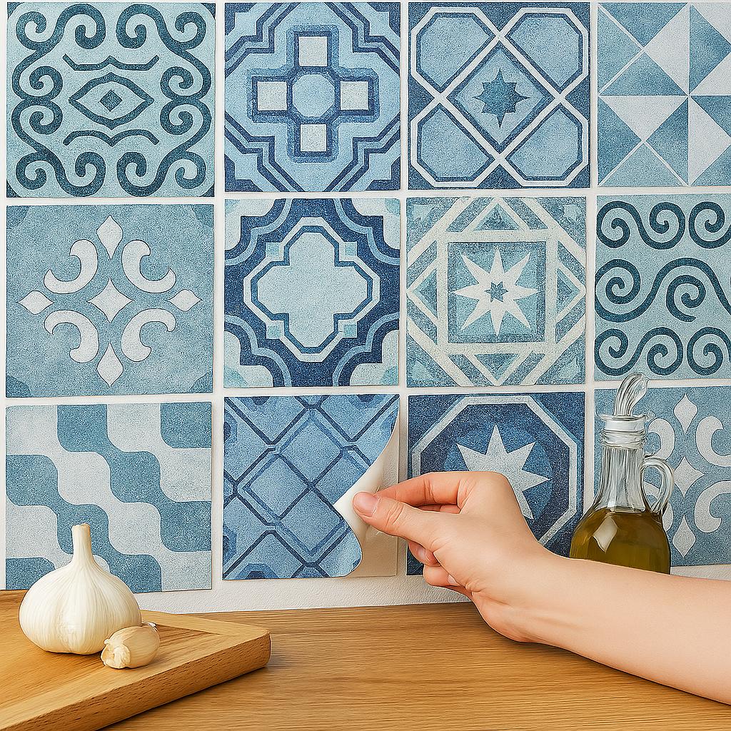 Azulejos azules - adhesivo