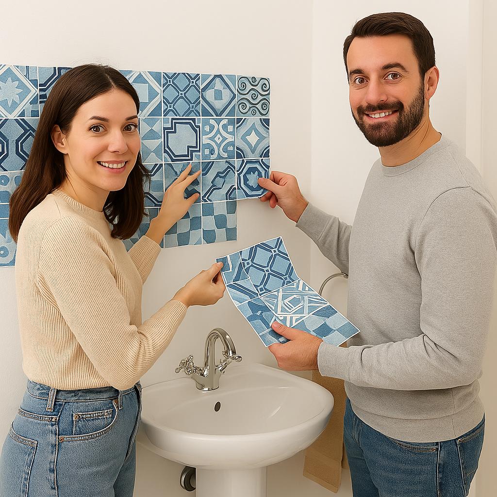 Azulejos azules - adhesivo