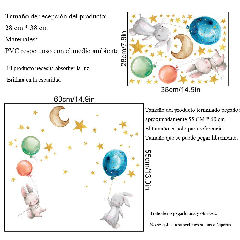 Conejitos y estrellas: brillo en la oscuridad