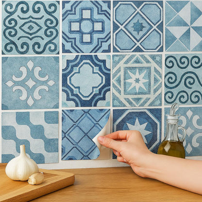Azulejos azules - adhesivo